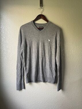 Abercrombie & Fitch XL Gray Wool V Neck Pullover Sweater Preppy Academia Y2K